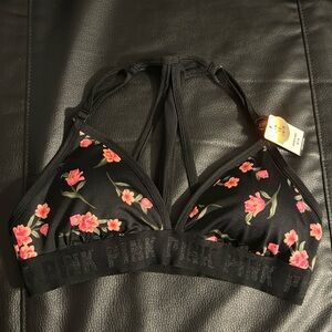 Ultimate Lightly Lined Floral PINK Gym to Swim Sports Bra! Tags Attached
